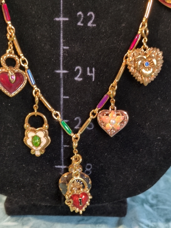 Vintage Joan Rivers Heart Charm Necklace and Earrings Set - Picture 7 of 11